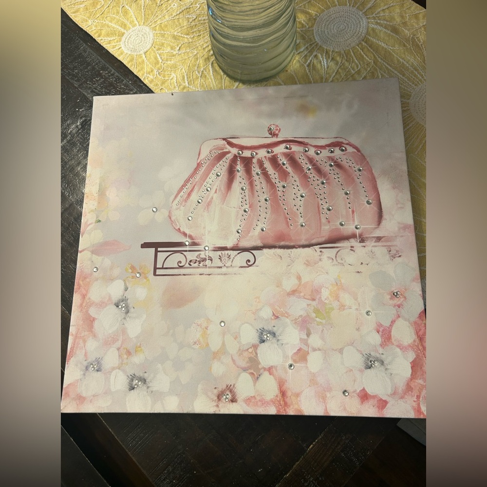 Pink Floral Clutch Canvas Art